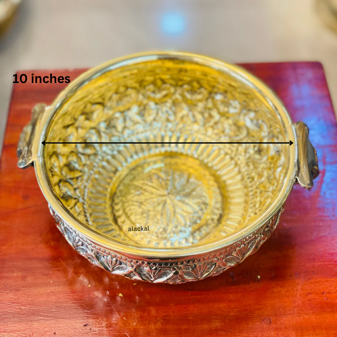 BRASS FLOWER DECOR URULI WITH FLORAL DESIGN | LIGHTWEIGHT URULI | FLOWER DECORATION BOWL - Image 6