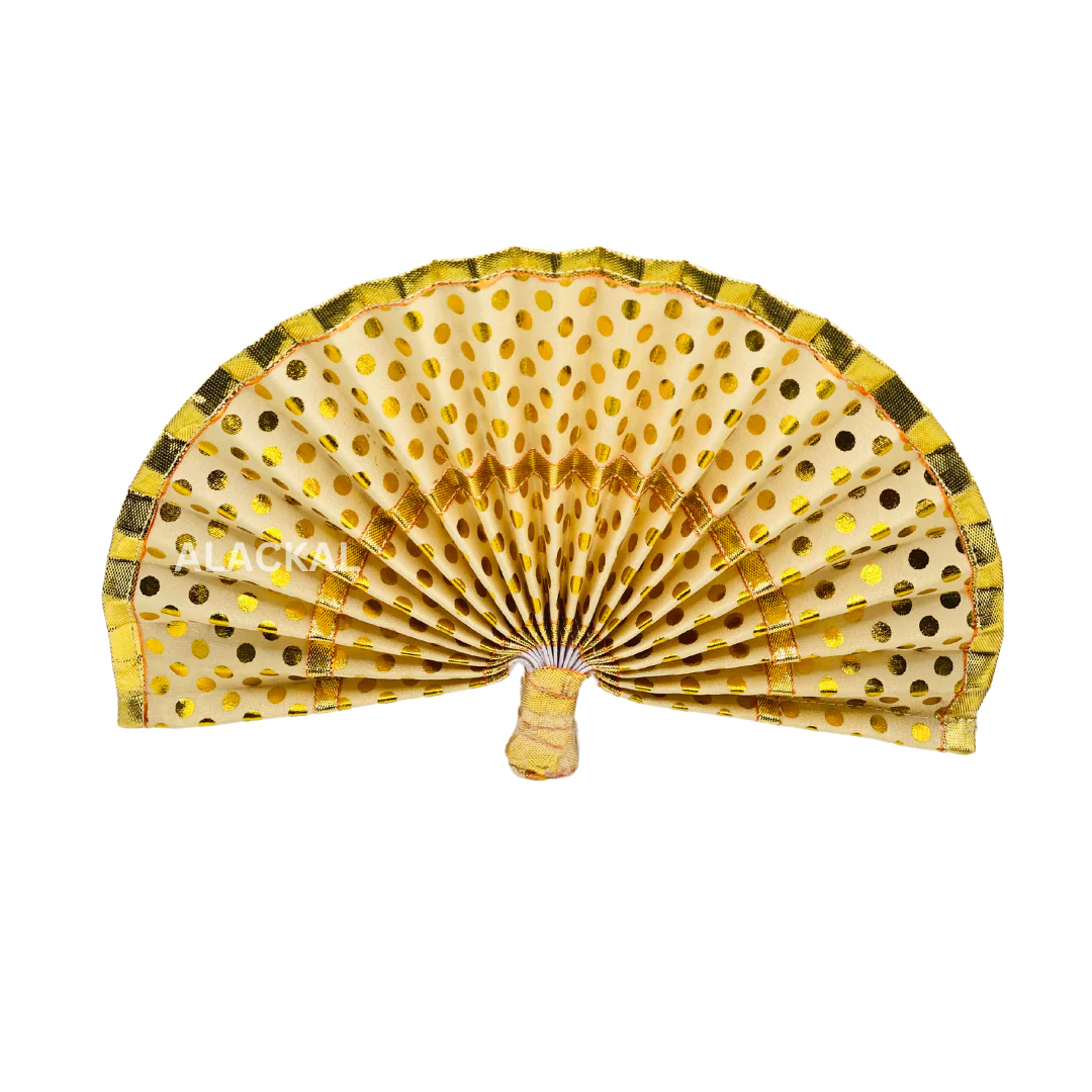 COTTON VISHARI / THALAPAV WITH GOLDEN DOTS AND BORDER FOR VISHUKANI - Image 3