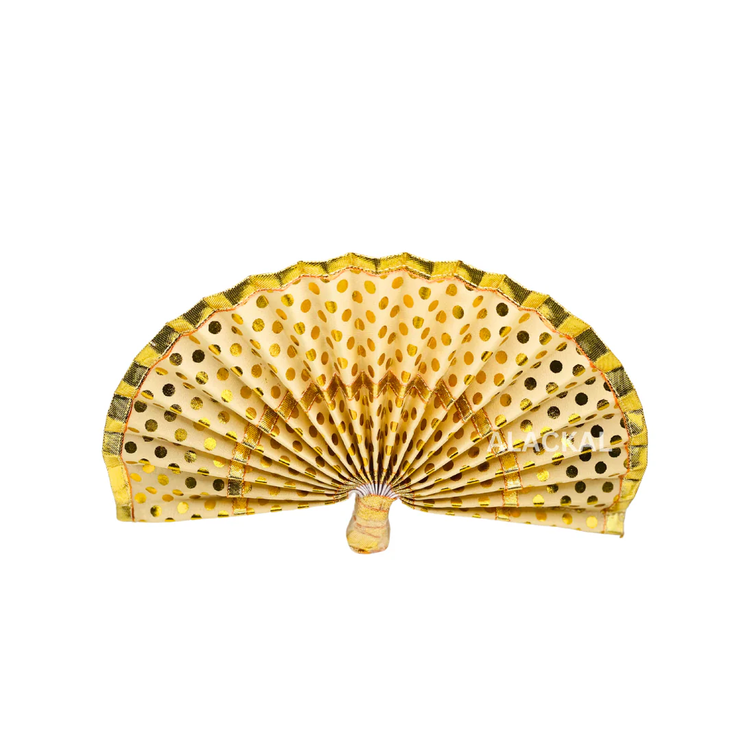 COTTON VISHARI / THALAPAV WITH GOLDEN DOTS AND BORDER FOR VISHUKANI - Image 4
