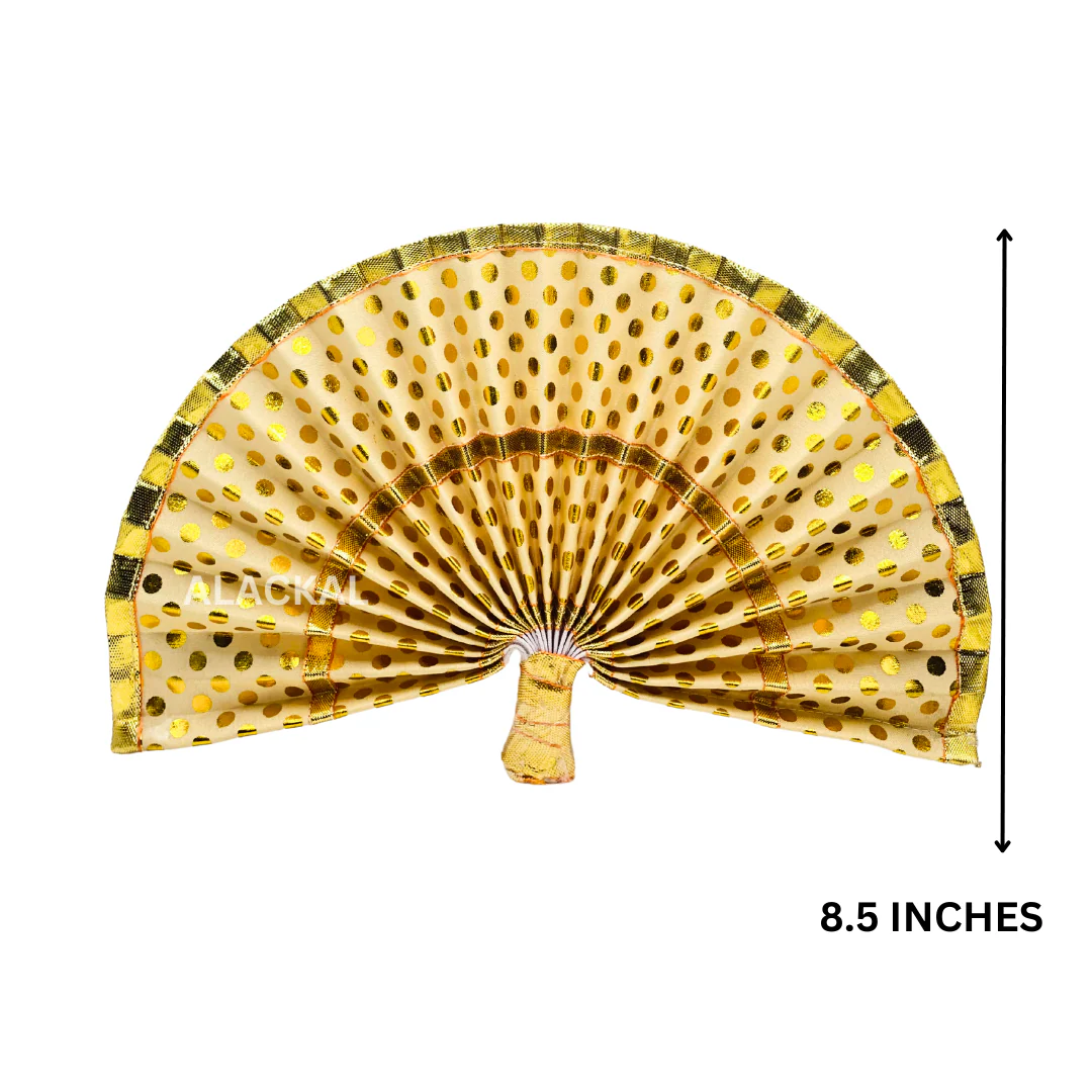COTTON VISHARI / THALAPAV WITH GOLDEN DOTS AND BORDER FOR VISHUKANI - Image 5