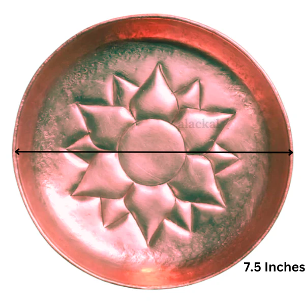 DIVINE COPPER POOJA PLATE LOTUS WITH 12 PETALS | PUJA THALIKA - Image 3