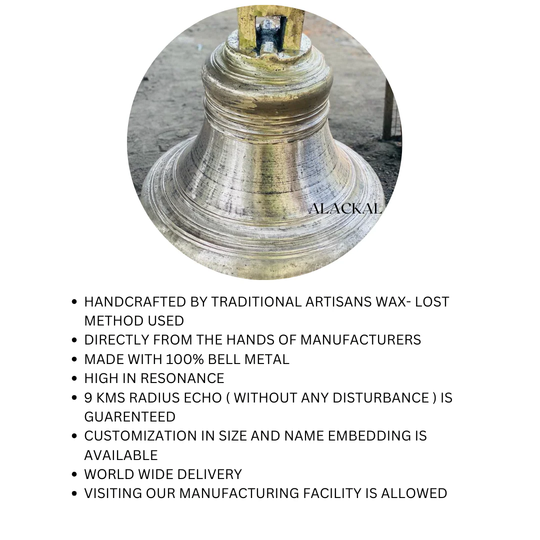 HANDMADE BRONZE CHURCH BELL / PALLI MANI  ( ALL SIZES ARE AVAILABLE ) - Image 8