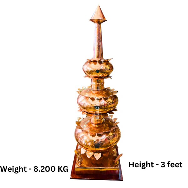 HANDMADE COPPER THAZHIKAKUDAM WITH NAGA ON BASE | GOPURA KALASHAM FOR TEMPLE RITUALS - Image 3