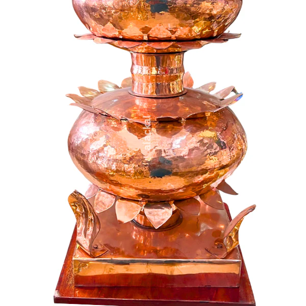 HANDMADE COPPER THAZHIKAKUDAM WITH NAGA ON BASE | GOPURA KALASHAM FOR TEMPLE RITUALS - Image 4