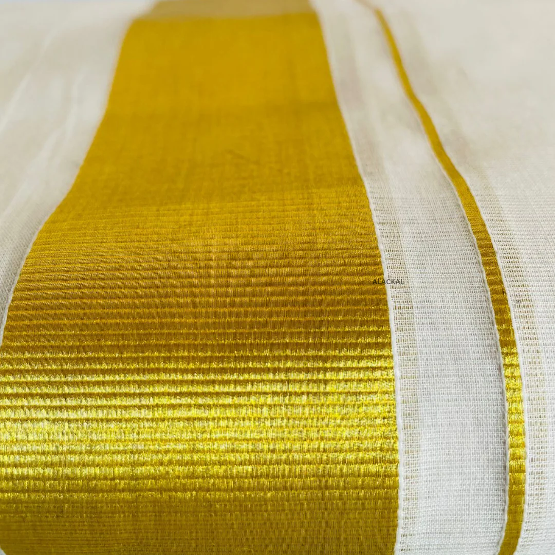 Kerala Handloom Onam Special Dhothi | Kasavu Mundu for Men | Traditional Thiruvonam Attire from Alackal Bell Metals, Mannar - Image 4