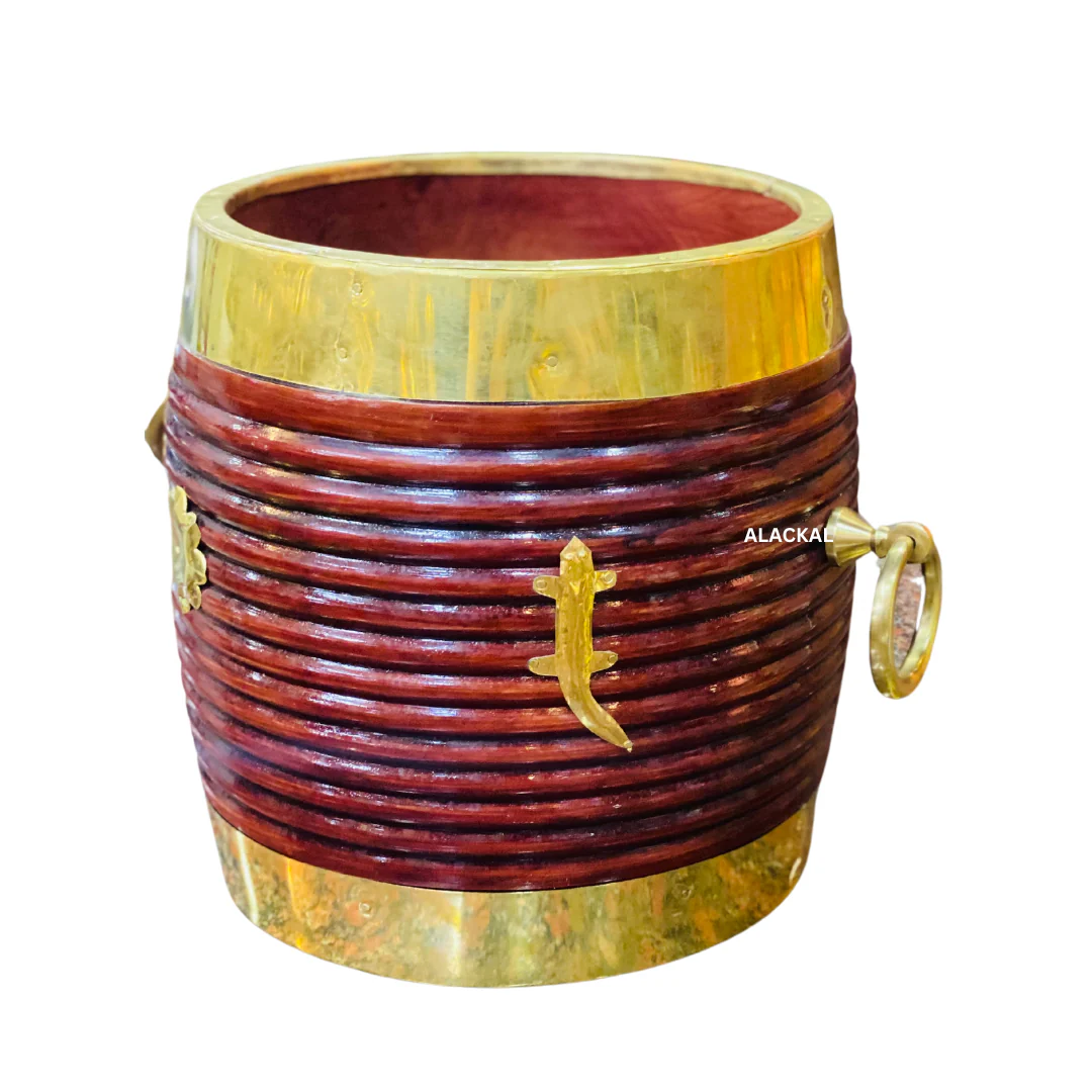 TRADITIONAL WOODEN NIRAPARA ( MAROON ) FOR TEMPLES IN KERALA - Image 3