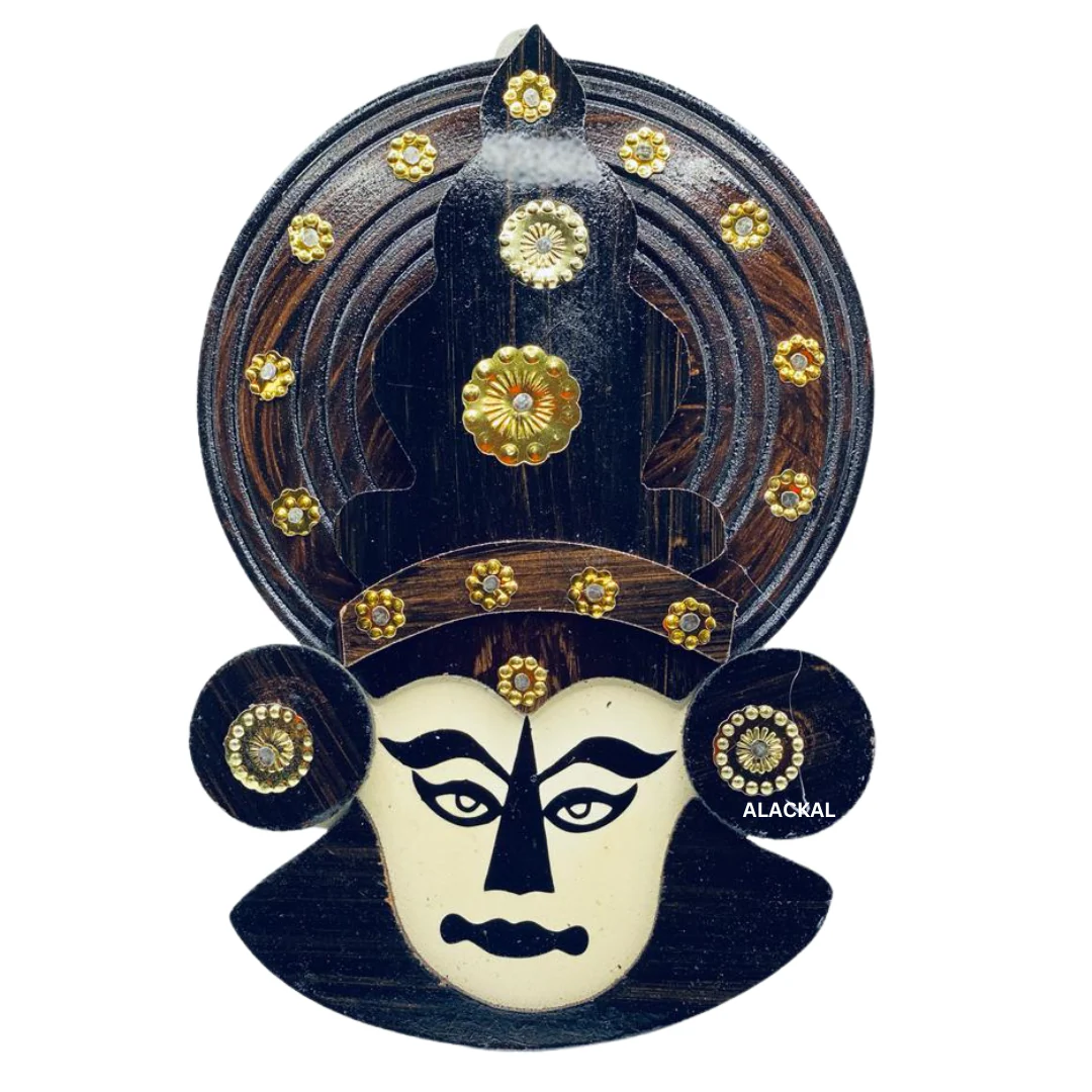 WOODEN KATHAKALI FACE ( BROWN ) FOR WALL DECORATION - Image 4